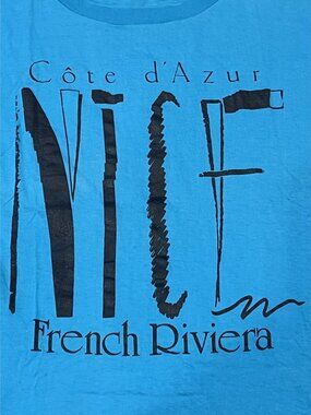 Vintage Sakado Travel Nice French Riviera Cote d'Azur Blue Women's T- Shirt